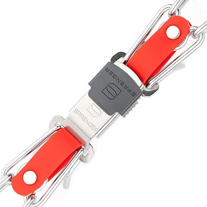 Herm Sprenger Chrome Plated Steel Dog Collar with Quick Release ClicLock Buckle O-Ring Biothane Insert Training Collar Made in Germany (Cherry Red, 25in x 4.0mm(Neck Size up to21-22in))