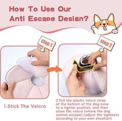 Soft Dog Cone Collar Alternative for Small Dogs(Adult Yorkshire Adult Chihuahua), Adjustable Protective Dog Head Recovery Cone, Elizabethan Comfortable Neck Pillow Cone After Surgery Anti Licking