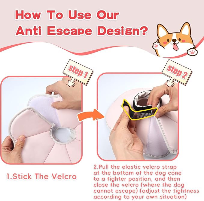 Soft Dog Cone Collar Alternative for Medium Dogs(Small&Medium Dachshund Beagle Shiba lnu), Adjustable Protective Dog Recovery Cone, Elizabethan Comfortable Neck Pillow Cone After Surgery Anti Licking