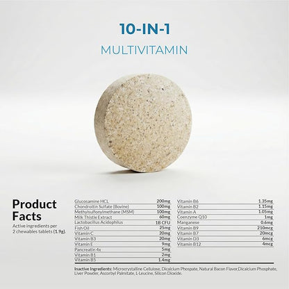 Multivitamin for Dogs - 120 Chewable Tablets with Glucosamine and Chondroitin - Fish Oil & Vitamins with Coq10 for Skin & Heart Health, Gut & Immune Support