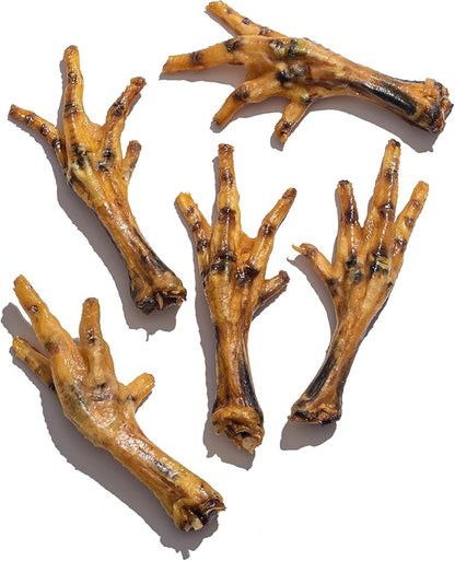 Jack&Pup Dried Chicken Feet Dog Treats | 100% Natural, Fully Digestible, Dehydrated Chicken Feet for Dogs High Protein, Joint Support (20 Pack) Economical Alternative to Duck Foot and Pig Ears