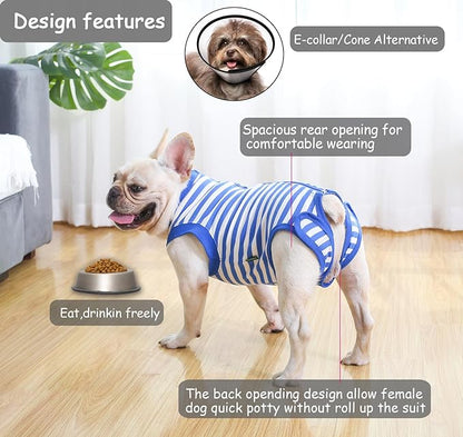 Dog Recovery Suit Post Surgery Shirt for Puppy,Small Female Male Wound Protective Suit,Blue XS