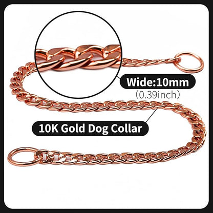 Stainless Steel P Chock Metal Chain -JYHY Dog Necklace Collars Walking Training Pet Supplies for Small Medium Large Dogs (24" (Fits Neck 20" to 22"), Rose Gold)