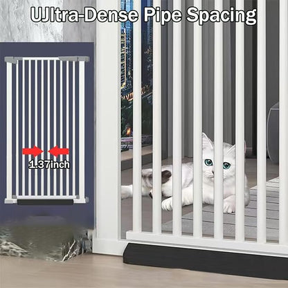 SHYUJAJIE 51.18 Inch Extra Tall Pet Gate, 29.5-43" Adjustable Wide Auto Close Dog Gates, Pressure Mounted Walk Through Tall Cat Gate for Doorways,Hallway,Stairs（White）