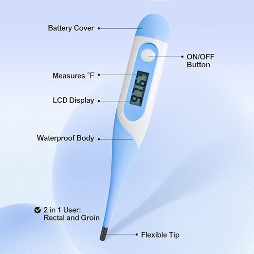 CONTEC Pet Thermometer Dog Thermometer Dual Scale Waterproof Veterinary Thermometer with a Flexible Tip Suitable for Cats/Dogs/Horse/Veterinarian