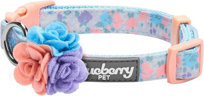 Blueberry Pet Floral Dog Collar with Detachable Flower, Medium, Lavender, Adjustable Neck 14.5"-20", 3/4" Width, Eco-Friendly Buckle, Stylish Dog Collars for Medium Dogs, Safe Puppy Collar