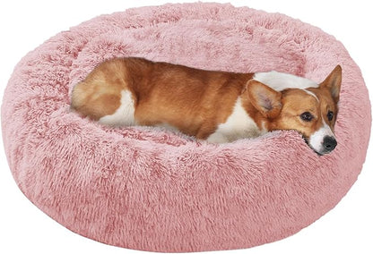 JOLLYVOGUE Dog Beds Large Sized Dog, 36 inches Calming Soft Anti-Anxiety Donut Dogs Bed, Washable Round Fluffy Cushion for Large Pets, Fits up to 80 lbs Pets