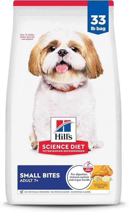 Hill's Science Diet Adult 7+ Small Bites Dry Dog Food, Chicken Meal, Barley, & Rice, 33 lb. Bag