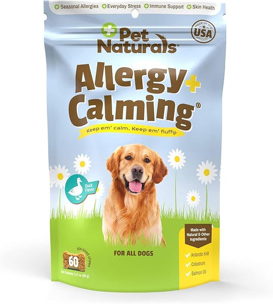 Pet Naturals Allergy Plus Calming Soft Chews for Dogs, Support for Seasonal Allergies, Paw Licking, Itchy Skin, Everyday Stress, Skin Health & Immune Health, 60 Count