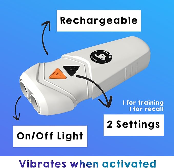 Ultrasonic Dog Bark Deterrent & Behavior Corrector - Stop Barking, Jumping, Aggression Without Yelling -Just Point & Press! Backed by Kevin Harrington from Shark Tank (White Rechargeable)
