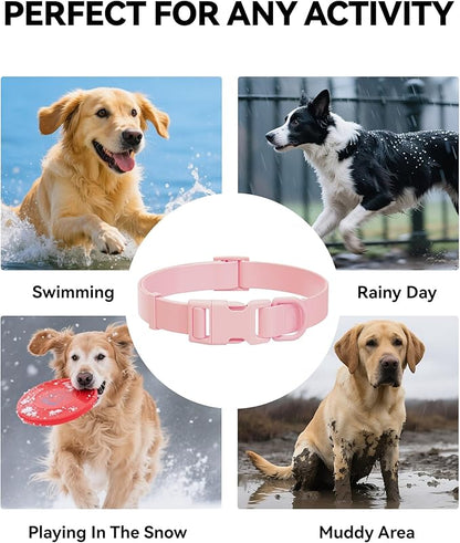 Waterproof Dog Collar, Rubber Adjustable Collars with Quick Release Buckle, Odor-Resistant, Easy to Clean Pet Collars for Small Medium or Large Dogs (Pink, M 11.8-18.5 inch)