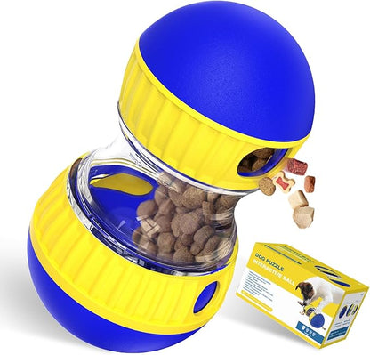 BSISUERM Dog Treat Dispensing Puzzle Toy Adjustable Food Dispenser Slow Feeder Puppy Enrichment Training Rolling Ball Pet Interactive Chase Toys for Small Medium Large Dogs to Keep Them Busy