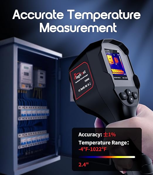 Thermal Camera, 240 x 240 TISR Resolution, -4°F to 1022°F Temp Range, 25Hz Infrared Camera with Temperature Alarm, 50°FOV Handheld Thermal Imaging Camera
