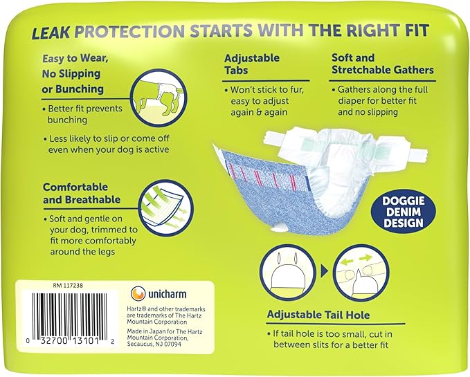 Hartz Comfitables Disposable Dog Diapers, Size Small 12 Count, Comfortable & Secure Fit, Easy to Put On, Super Absorbent Male and Female Diaper