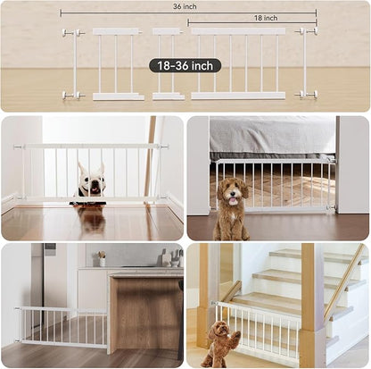 Short Dog Gate Indoor - MOOECKOM 10" Tall Small Dog Gate 18"-36'' Width Expandable, Easily Step Over Pet Gate with 2 Extension Kits - Pressure Mounted for Doorways Stairs.