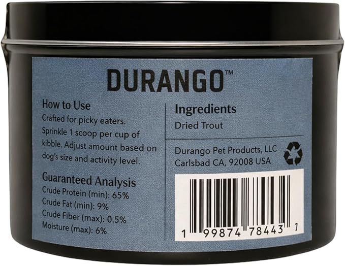 Durango Trout Dog Food Topper, Single-Ingredient Dried Trout Dog Food Topper for Dry Food, Fish Protein Dried Mixer, for Sensitive Stomach Meal Booster with Omega Rich Meal Booster, 120+ Servings