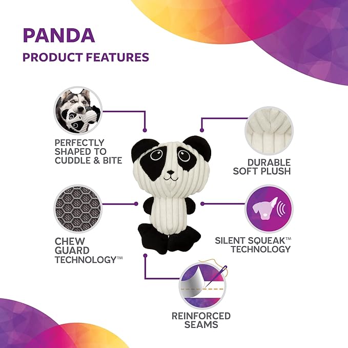 TrustyPup Strong 'N Silent Big Head Panda Silent Squeak Plush Dog Toy, Chew Guard Technology - Black/White, Medium