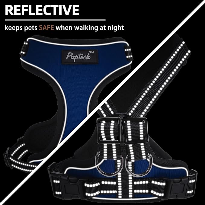 PUPTECK Dog Harness and Leash Set Medium Sized, Adjustable Reflective Escape Proof Puppy Vest, No Pull Walking Harness Easy Control