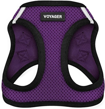 Best Pet Supplies - All Weather Mesh/Plush, Reflective, No Pull Harness for Small, Medium Dogs, Cats - Secure with Hook & Loop Fastener, Buckle, Double D-Rings - Purple/Black Trim, XS
