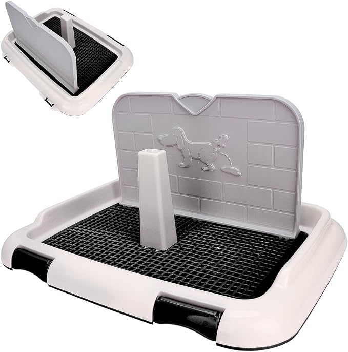 HUIOP Dog Toilet, Prevent Torn Nappy Pads, Ideal for Small Dogs, Simulated Wall Design, Suitable for Male, Keep Feet Dry, 1L Urine Absorption Busy Owners Pet Toilet (Black)