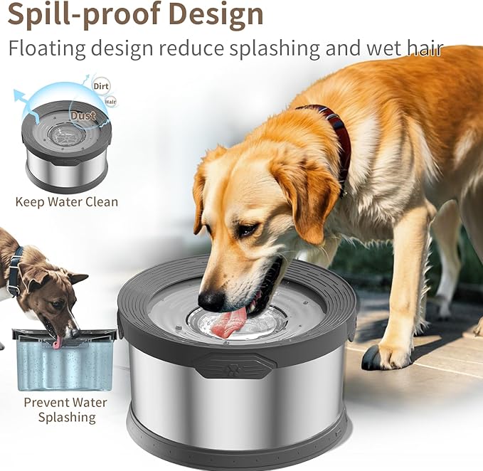 12L Dog Water Bowl No Spill 3.1 Gallon Super Large Capacity Stainless Steel No Splash Dog Bowls 405oz Slow Drinking Feeder with Non-Slip Base Pet Water Dispenser for Dogs
