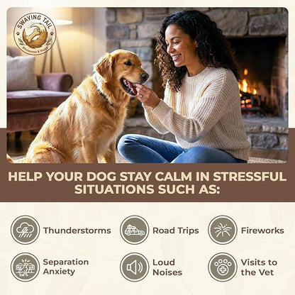 Bacon Calming Bites for Dogs - Separation Anxiety Relief & Stress Support - Hemp Calming Treats for Dogs - No Melatonin - 120 Bacon Flavor Soft Chews