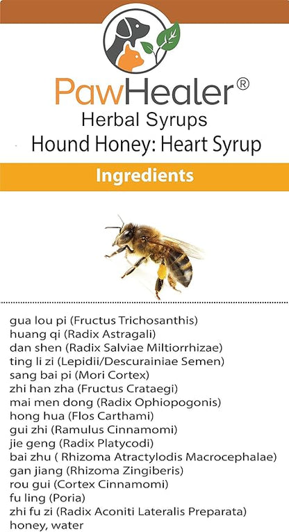 Hound Honey: Heart Syrup 2PAK - Herbal Remedy for Dog's Cough - 5 fl oz/ea = 10 fl oz Total - Suppressant - Herbal Remedy - Gagging & Wheezing Due to Heart