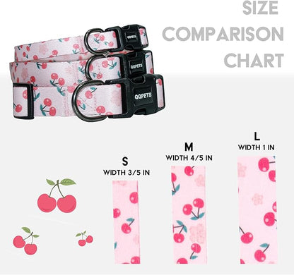 QQPETS Adjustable Soft Dog Collar: Print Flower Pink Multicolor Cute Patterns for XS Small Medium Large Pet Girl Boy Puppy Walking Running Training (XS, Sakura Pink)