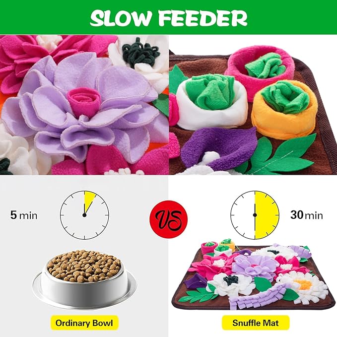 Snuffle Mat for Dogs,Dog Feeding Mat Sniff Mat Interactive Dog Puzzle Mat for Training and Stress Relief Encourages Natural Foraging Skills (Coffee)