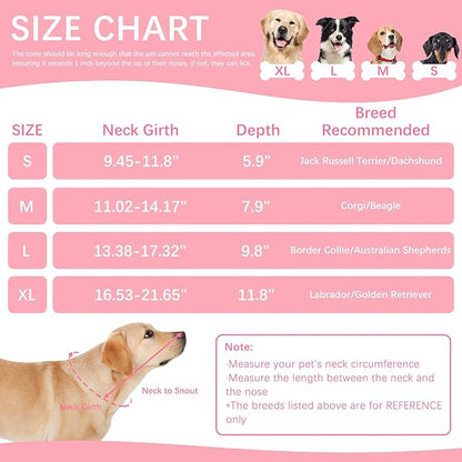 ASENKU Dog Cone Collar, Soft Adjustable Cone for Dogs to Stop Licking, Lightweight Recovery Dog Cone After Surgery, Pet E-Collar for Small, Medium & Large Dogs (Pink, M)