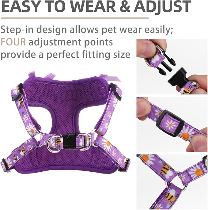 PUPTECK Dog Harness and Leash Set Medium Sized, Step in No Pull Adjustable Puppy Cat Harness Reflective Pet Vest