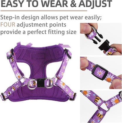 PUPTECK Dog Harness and Leash Set Medium Sized, Step in No Pull Adjustable Puppy Cat Harness Reflective Pet Vest