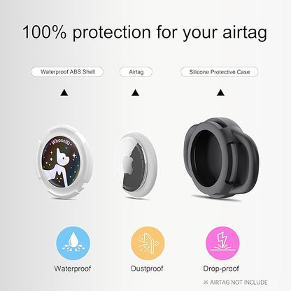 Waterproof Airtag Dog Collar Holder, Silicone & ABS Airtag Holder for Dog & Cat Collars, Ultra-Durable, Lightweight and Protective Airtag Case (Black&Black-1, Small)