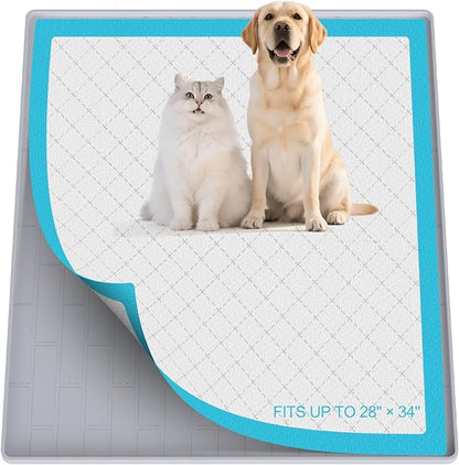 Pee Pad Tray Holder for Dogs,Non-Slip Silicone Dog Puppy Pad Holder,34 x 28 Inch Puppy Potty Training Pads,No Spill Raised Lip High Edge,Portable, Leak-Proof Mat Trays for Indoor Floor Protection