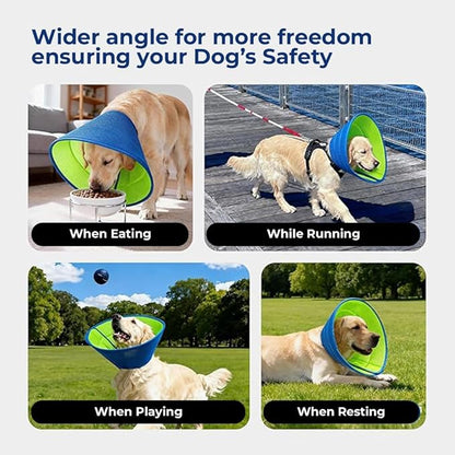Soft Dog Cone Collar – Comfortable Cone for Dogs to Stop Licking After Surgery, Elizabethan Collar for Large Dogs, Adjustable Dog Donut Collar for Inflatable & Comfy Recovery (L)