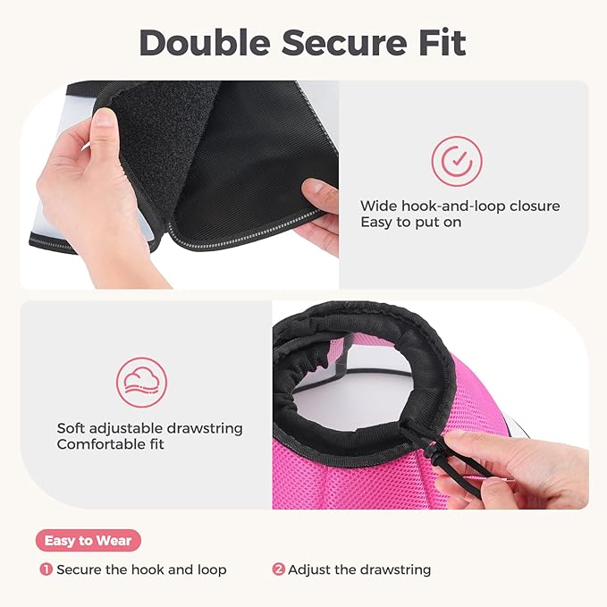Avont Dog Cone Collar After Surgery, Alternative Adjustable Elizabeth Cone for Medium Large Dogs, Comfy Breathable Pet Recovery Collar to Stop Licking -Pink(M)