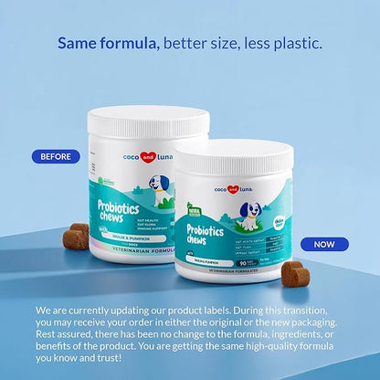 Probiotics for Dogs – Digestive & Diarrhea Support – 90 Soft Chews – Vet Formulated – Gut Health & Immune Support