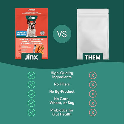 Jinx Premium Dry Dog Food Small Breed - Real Salmon & Sweet Potato Kibble with Superfoods for Immune Support & Probiotics for Digestive Support - No Fillers – 4lb