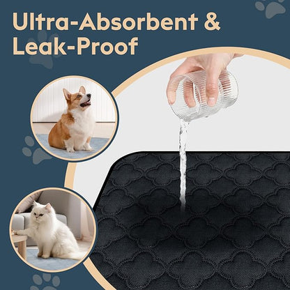 FunFurry Washable Pee Pads for Dogs - 4 Pack Reusable Pee Pads，Waterproof Puppy Pads，Pet Training Pads，Super Absorbent with Dog Paw Shape Non-Slip Backing (Dark Grey, 18" X 24" - 4 Pack)