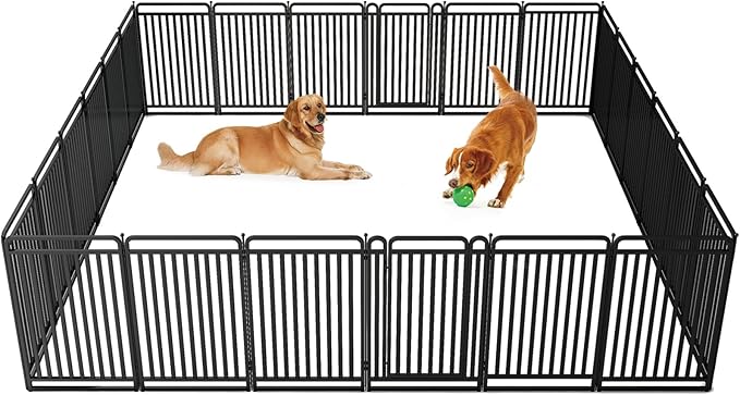 New Thickened Version Dog Playpen, 40 Inch Dog Fences for The Yard, Portable Outdoor Dog Playpen for Large/Medium/Small Dogs, Foldable Metal Dog playpen, with Doors (24 Panels, 40 Inch)