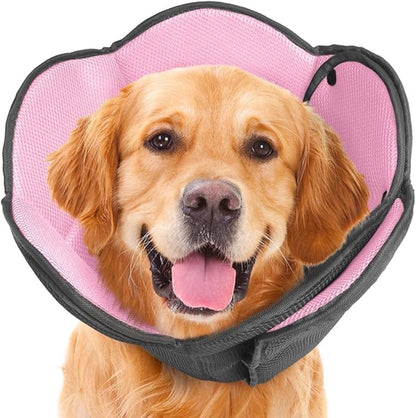 Dog Cone Collar After Surgery,Adjustable Soft Dog Recovery Collar to Stop Licking Wounds,Comfortable Light-Weight Elizabethan Collar for Dogs Anti-Bite Lick Protective Wound,Pink,L