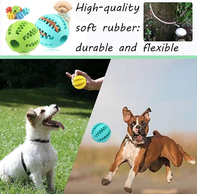 Sunglow 2 Pack Dog Toy Ball - Nontoxic Bite Resistant Teething Toys for Small/Medium/Large Dog and Puppy Cat, Dog Pet Food Treat Feeder Chew Tooth Cleaning Exercise Game IQ Training