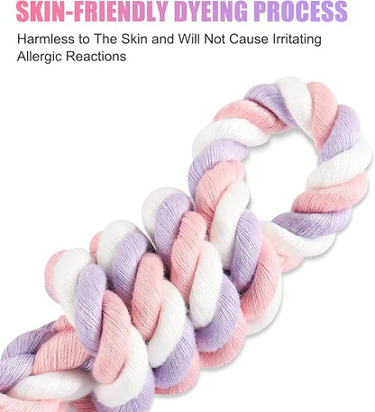 Dog Leash 5 FT Handmade Braided Cotton Rope Leashes for Small Medium and Large Dogs, New Golden Heavy Duty Metal Clasp, Unicorn Purple