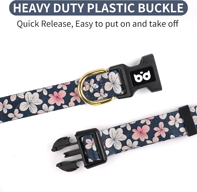QQPETS Adjustable Soft Dog Collar: Print Flower Pink Multicolor Cute Patterns for XS Small Medium Large Pet Girl Boy Puppy Walking Running Training