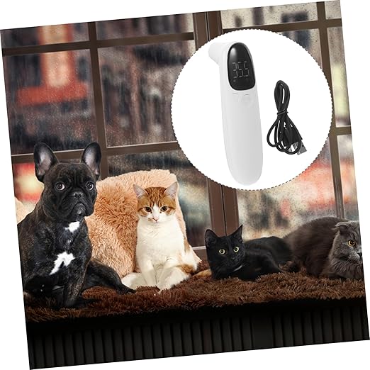 Generic Rechargeable Non Contact Pet Thermometer with LED Screen Fast Accurate Ear Temperature Measurement for Cats and Dogs Lightweight Portable Veterinary Thermometer for Travel and Home