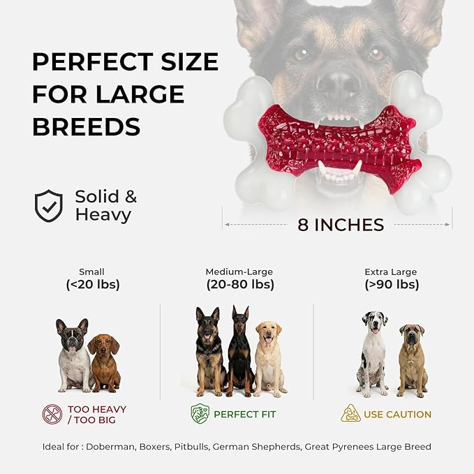 Kseroo 6-Pack Indestructible Dog Toys for Aggressive Chewers: Beef Flavored Hard Nylon Bone Chew Toys, Tough Dog Chew Toys for Large Dogs, Dog Toys to Keep Them Busy for Medium Large Breed, Red