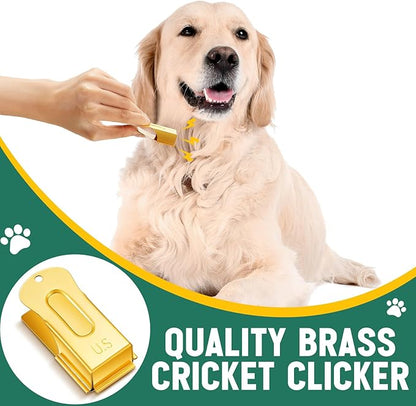 2 Pieces Brass Pet Training Clicker Signaling Cricket Clicker Metal Dog Clicker for Puppy Cats Trainer Pet Owners(Gold)