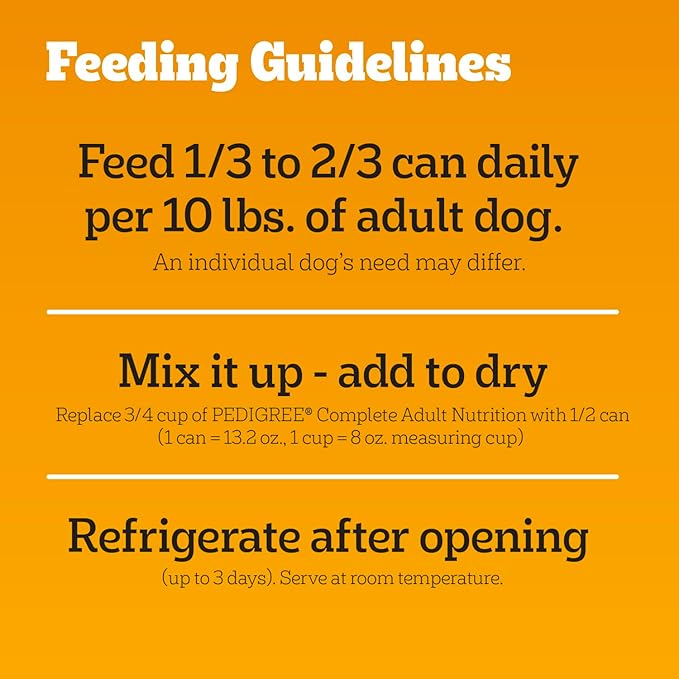 Pedigree Chopped Ground Dinner Wet Dog Food Chicken & Beef Variety Pack, Canned Dog Food, 13.2 oz. Cans (12 Count, Pack of 1)