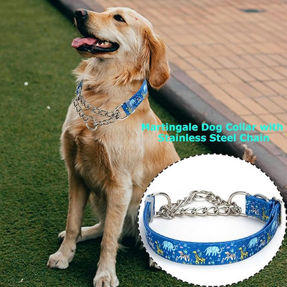 Choke Collar for Dogs - Cartoon Dog Adjustable Training Slip Collar with Chain, Anti Pull Design for Medium & Large Dogs(X-Large)