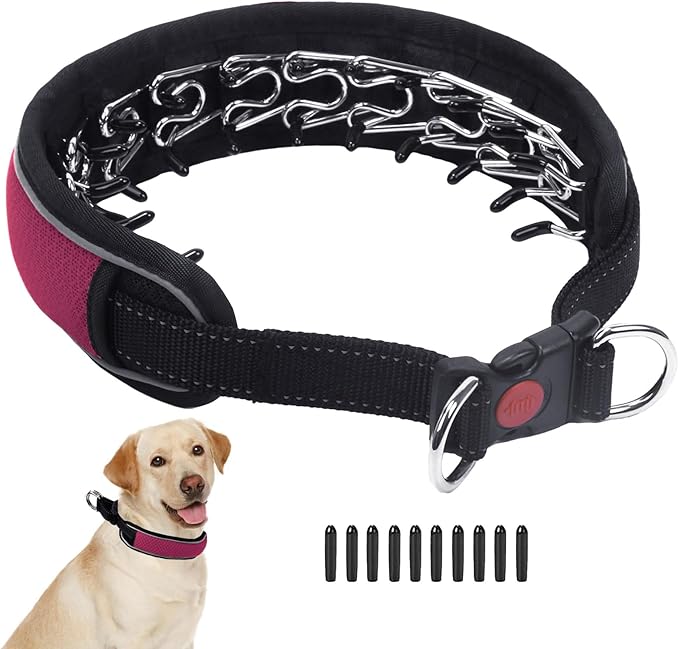 Martingale No Pull Dog Collar for Large Medium Dogs Training Walking, Heavy Duty Nylon Reflective Adjustable Anti Pull Slip Collar with Buckle M Wine Red